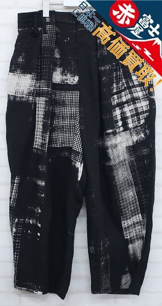KT3P8247/Y's COPIED CHECK PRINT PLEATED PANTS ヨウジヤマモト パンツ