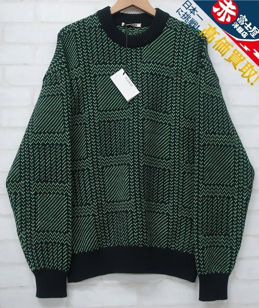4T5632/未使用品 AURALEE 19AW A9AP01FJ HARD TWIST MERINO JACQUARD KNIT BIG PULLOVER オーラリー ジャガードニット セーター
