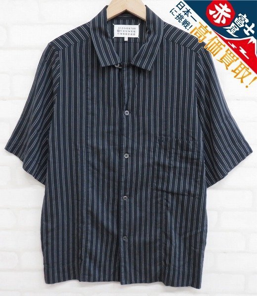 RI7T3320/メゾンマルジェラ10 21aw 半袖オープンカラーストライプシャツ S50DL0483 Maison Margiela 10