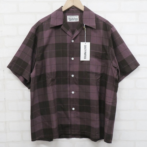 ◇8T4124/未使用品 WACKO MARIA OMBRE CHECK OPEN COLLAR SHIRT 24SS-WMS-OC12 ワコマリア オンブレチェックオープンカラーシャツ