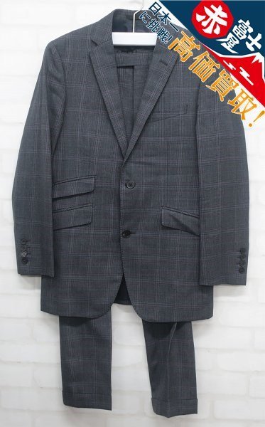 KH6T8895/BURBERRY BLACK LABEL 2Bウールグレンチェックシングルスーツ バーバリーブラックレーベル